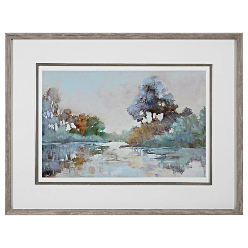 Morning Lake Watercolor Framed Print