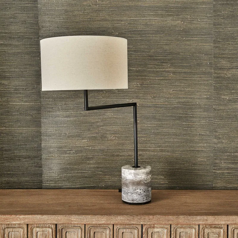 Pivot Table Lamp - Travertine/Bronze