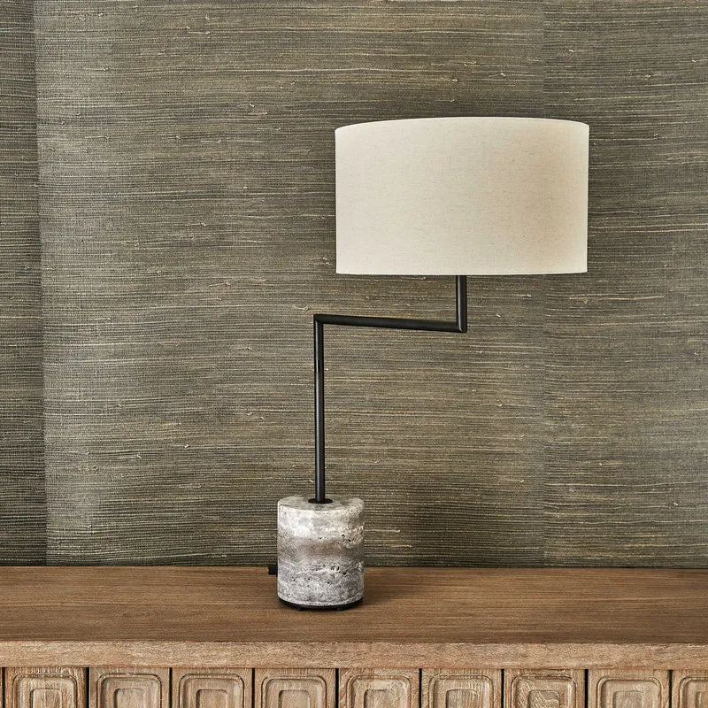 Pivot Table Lamp - Travertine/Bronze