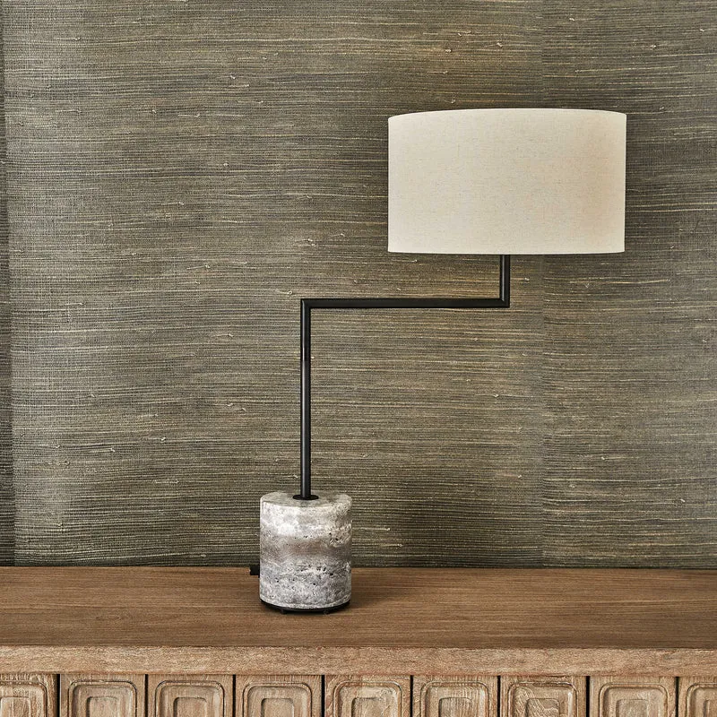 Pivot Table Lamp - Travertine/Bronze