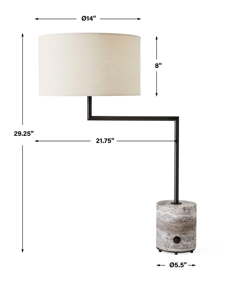 Pivot Table Lamp - Travertine/Bronze