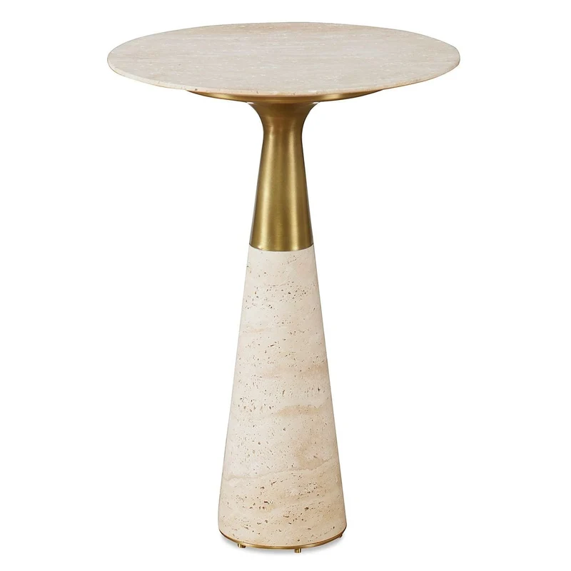 Pier Accent Table - Beige Travertine