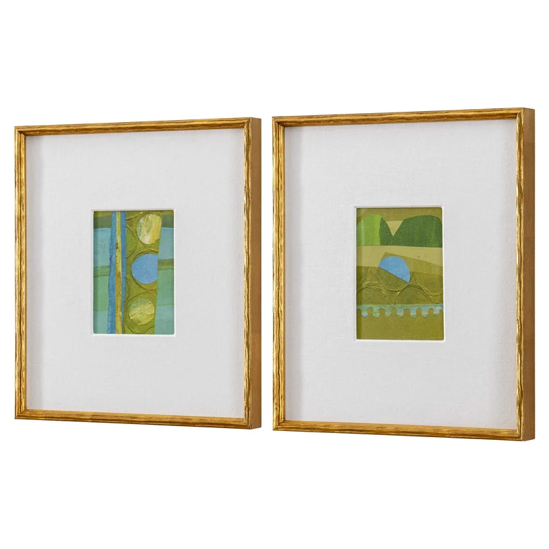 Petite Bijoux Framed Canvases - Lime, S/2