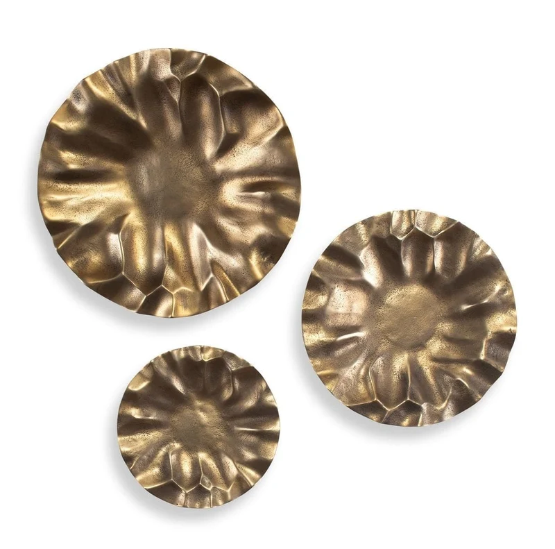 Peonia Outdoor Gold Wall Art Set of 3