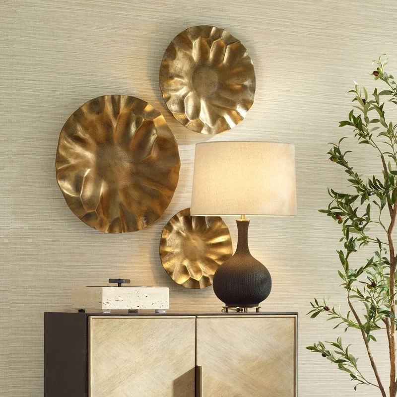 Peonia Outdoor Gold Wall Art Set of 3