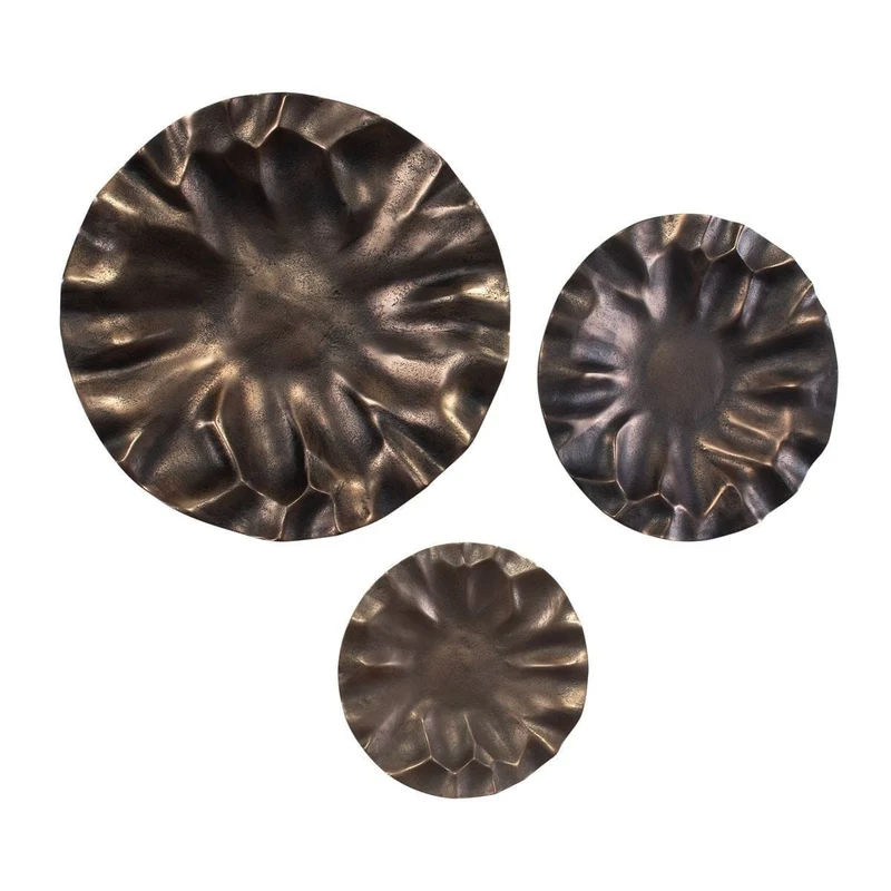 Peonia Outdoor Bronze Wall Art Set of 3