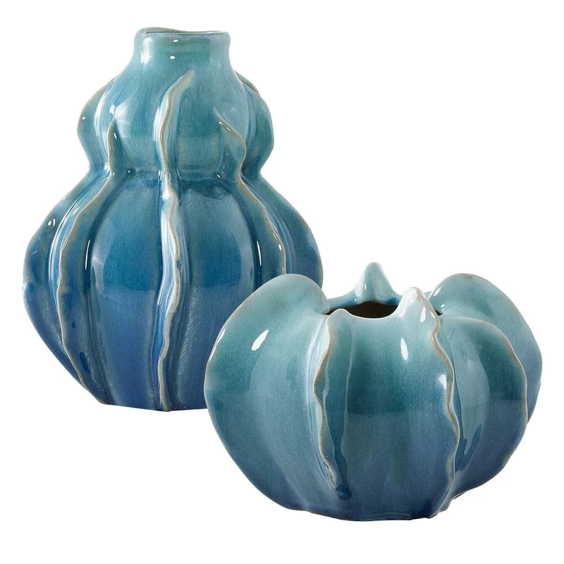 Ocean Wave Outdoor Glazed Vases Set of 2