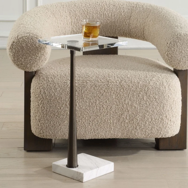 Pelton Marble Glass Drink Table