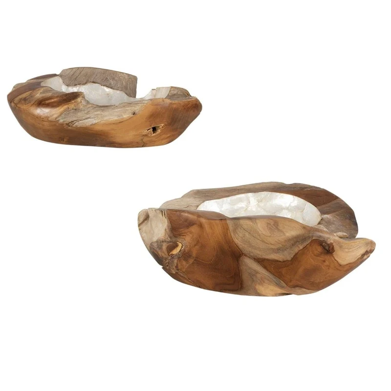 Pearl Basin, Wooden Bowls Set of 2