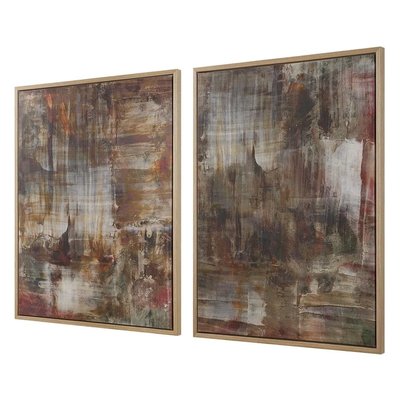 Molten Patina Framed Canvases, Set of 2