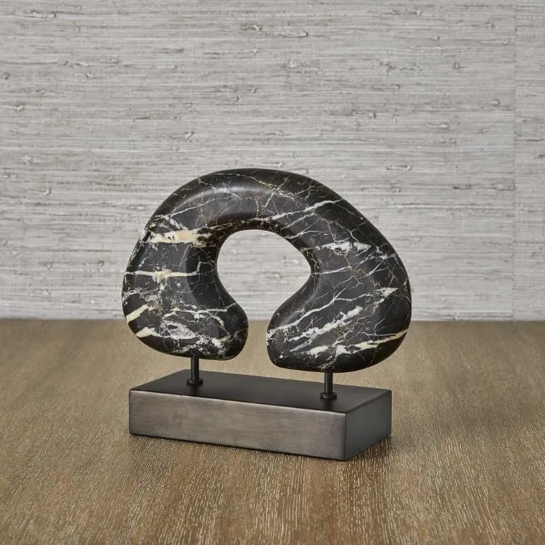 Modern Tunnel Vision Sculpture in Black Marble