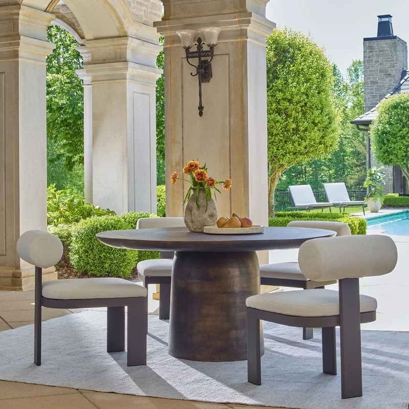 Madrone Indoor/Outdoor Dining Table in Golden Dark Bronze