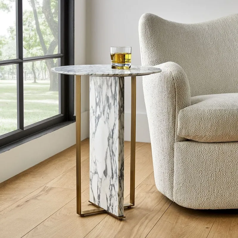 Joist Accent Table in Arabescato Marble