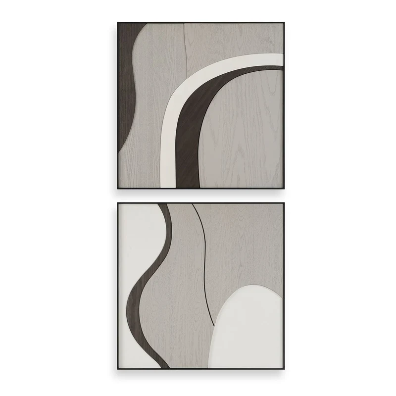 Joel Modern Wood Wall Art - Set of 2