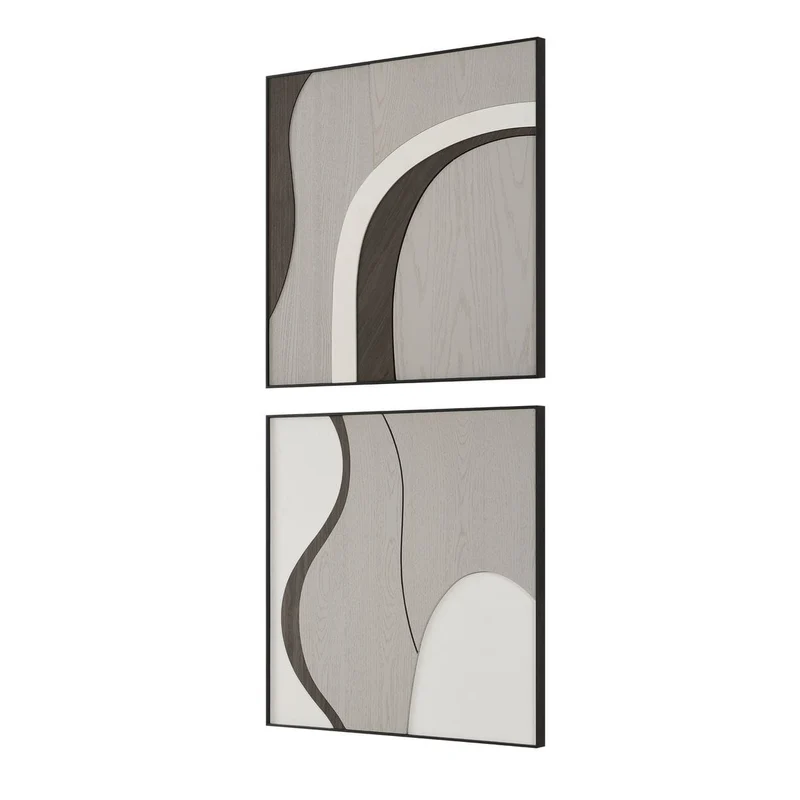 Joel Modern Wood Wall Art - Set of 2