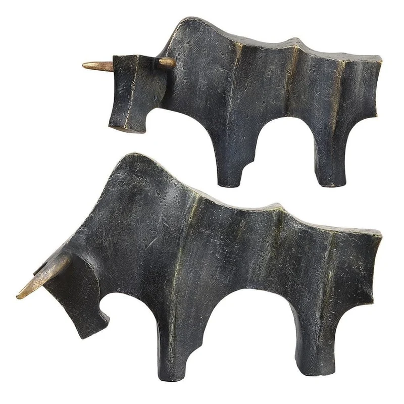 Regal Bull Sculptures Set of 2