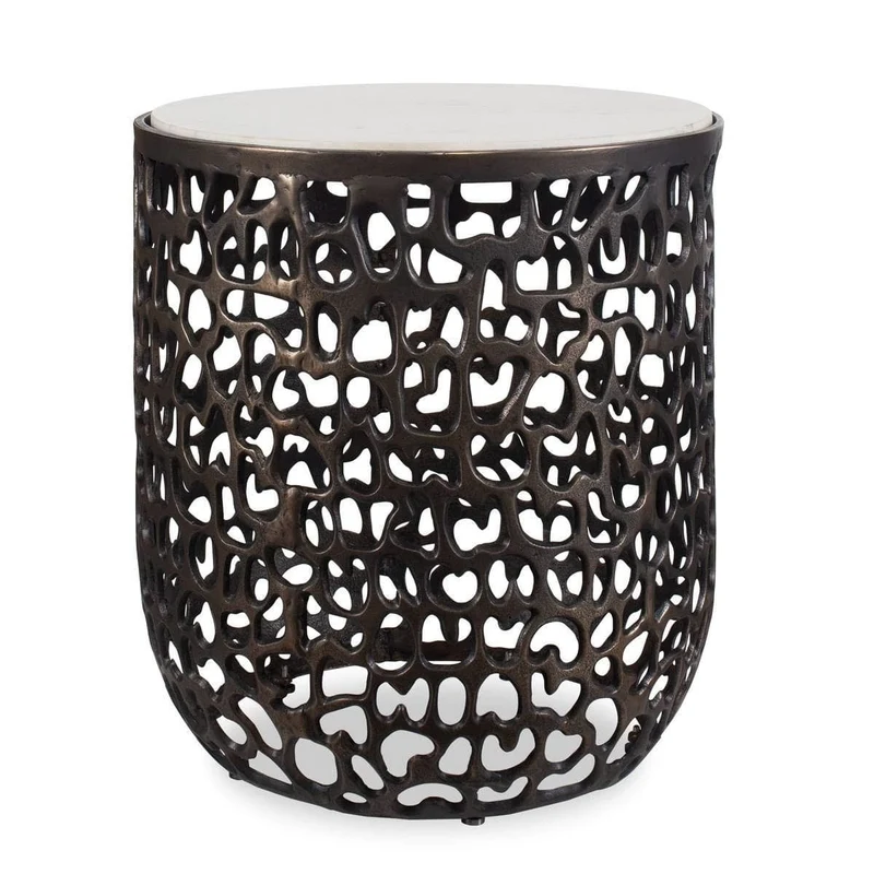 Sabena White Marble Outdoor Side Table