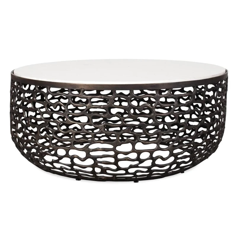 Sabena White Marble Outdoor Coffee Table