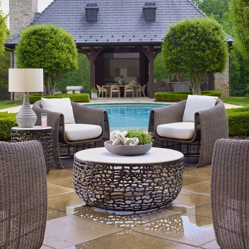 Sabena White Marble Outdoor Coffee Table