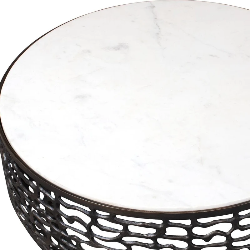 Sabena White Marble Outdoor Coffee Table