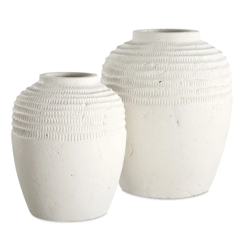 Luna Ridge White Ceramic Vases Set of 2