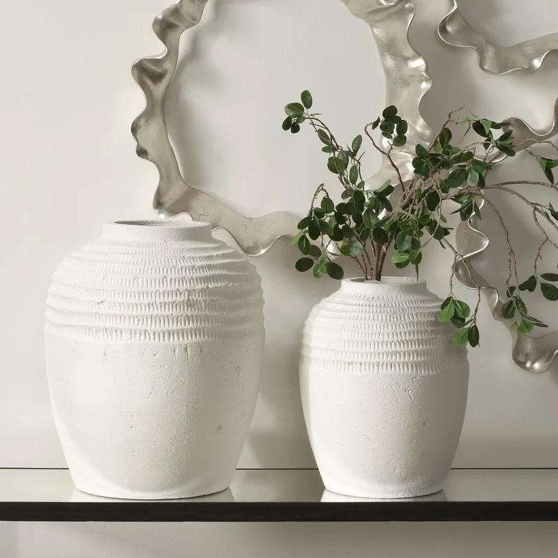 Luna Ridge White Ceramic Vases Set of 2
