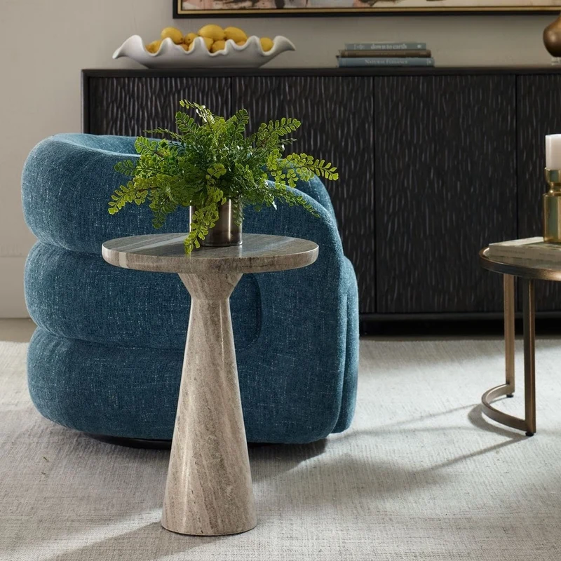 Shura Indoor-Outdoor Accent Table in Marble