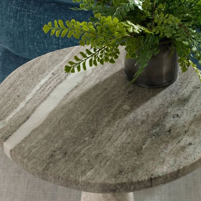 Shura Indoor-Outdoor Accent Table in Marble