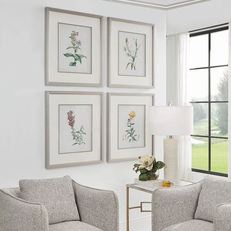 Heirloom Blooms Study Framed Prints Set/4