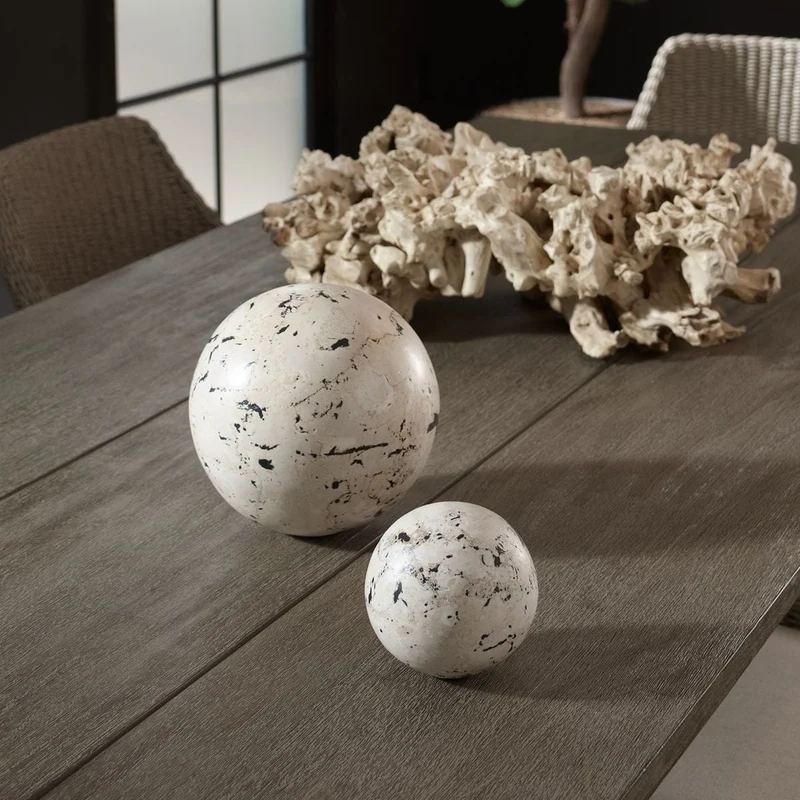 Nouveau Coral Stone Decorative Spheres - Set of 2