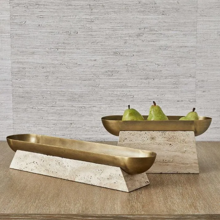 Raised Consciousness Travertine & Brass Bowl - Tall