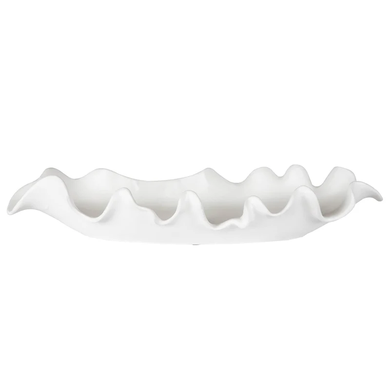 Ruffled Feathers Modern Indoor-Outdoor White Bowl
