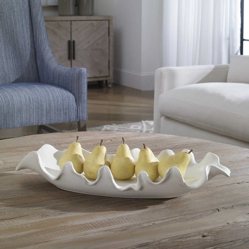 Ruffled Feathers Modern Indoor-Outdoor White Bowl