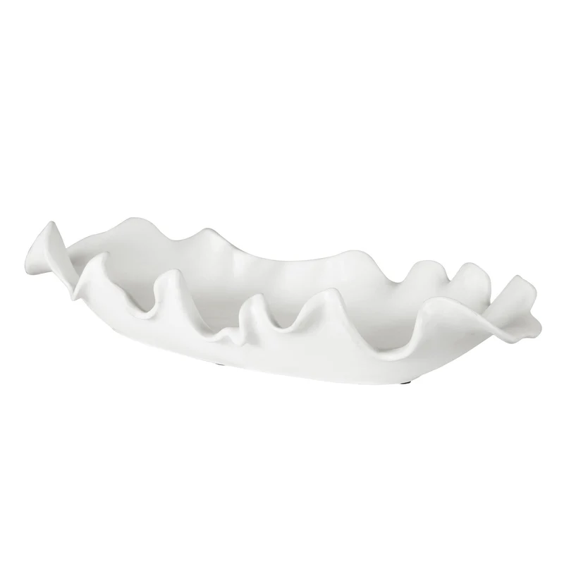 Ruffled Feathers Modern Indoor-Outdoor White Bowl