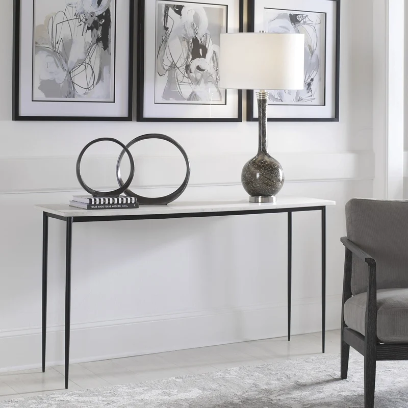 Nightfall White Marble Console Table