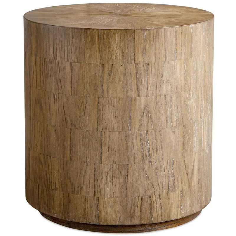 Nevis Cylinder Side Table in Wood