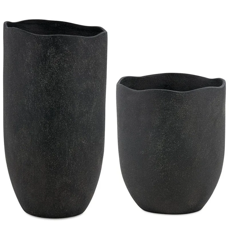 Komorebi Indoor-Outdoor Vases in Black - Set of 2
