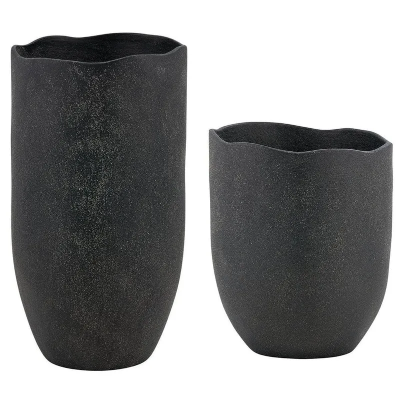Komorebi Indoor-Outdoor Vases in Black - Set of 2