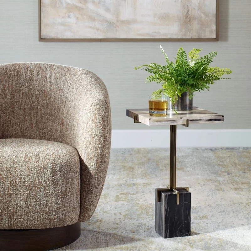 Rowman Petrified Wood Accent Table
