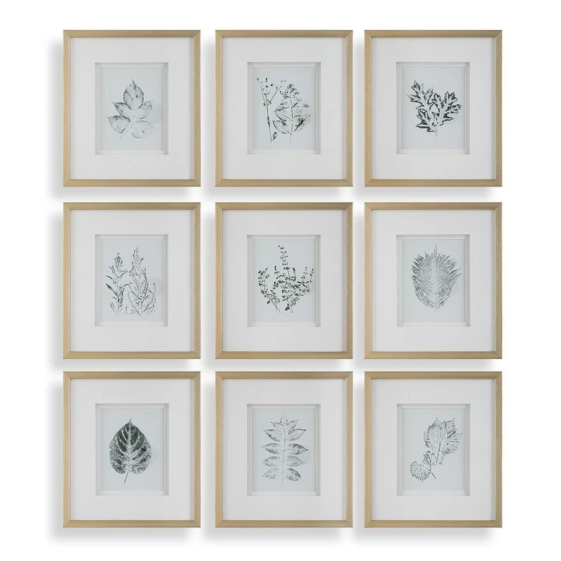 Nature's Script Framed Botanical Prints Set of 9