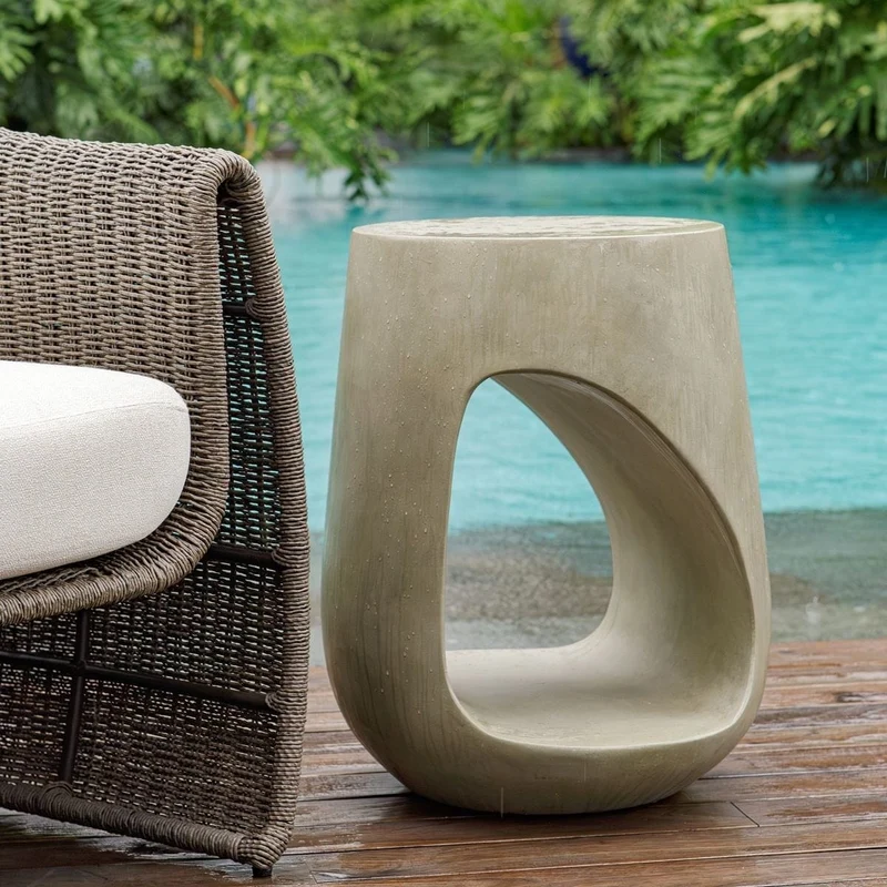 Lithos Indoor/Outdoor Accent Table in Grey