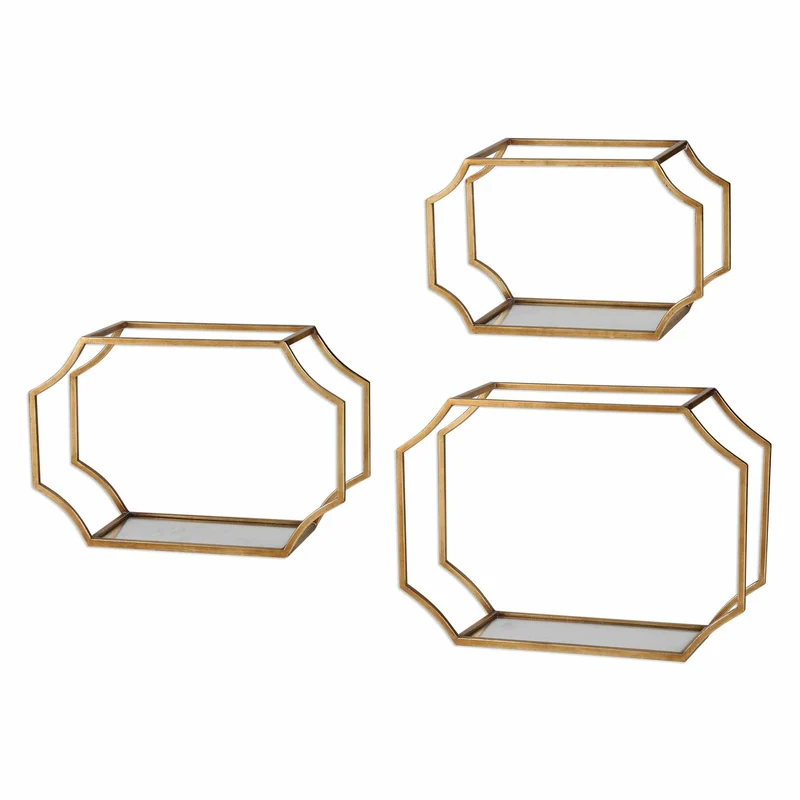 Lindee Gold Wall Shelves S/3