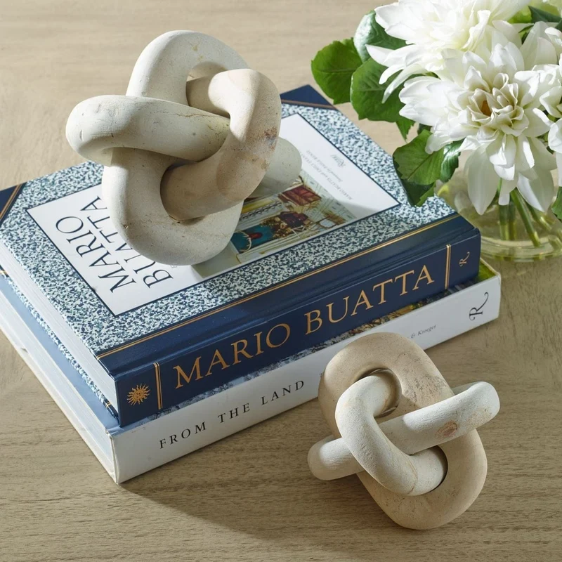 Limestone Link Indoor-Outdoor Sculptures, Set of 2