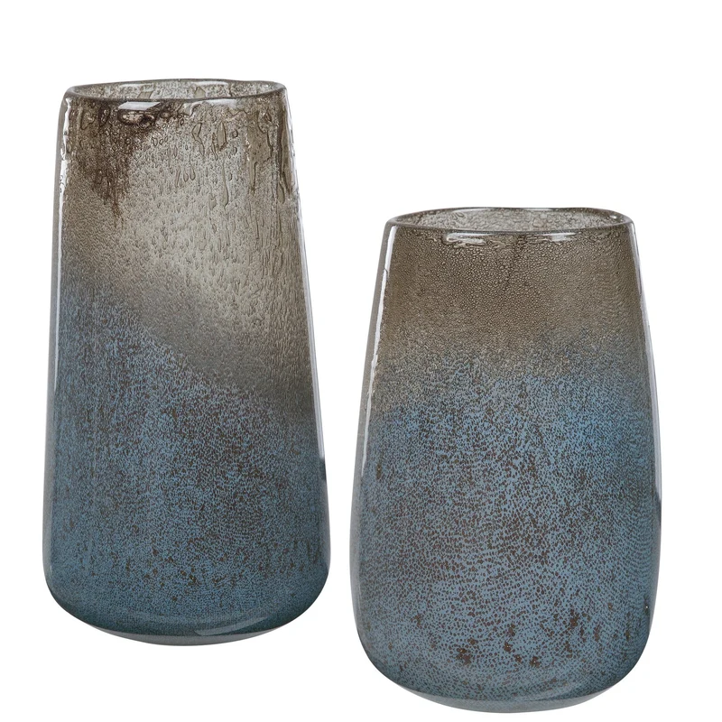 Ione Seeded Glass Vases, S/2