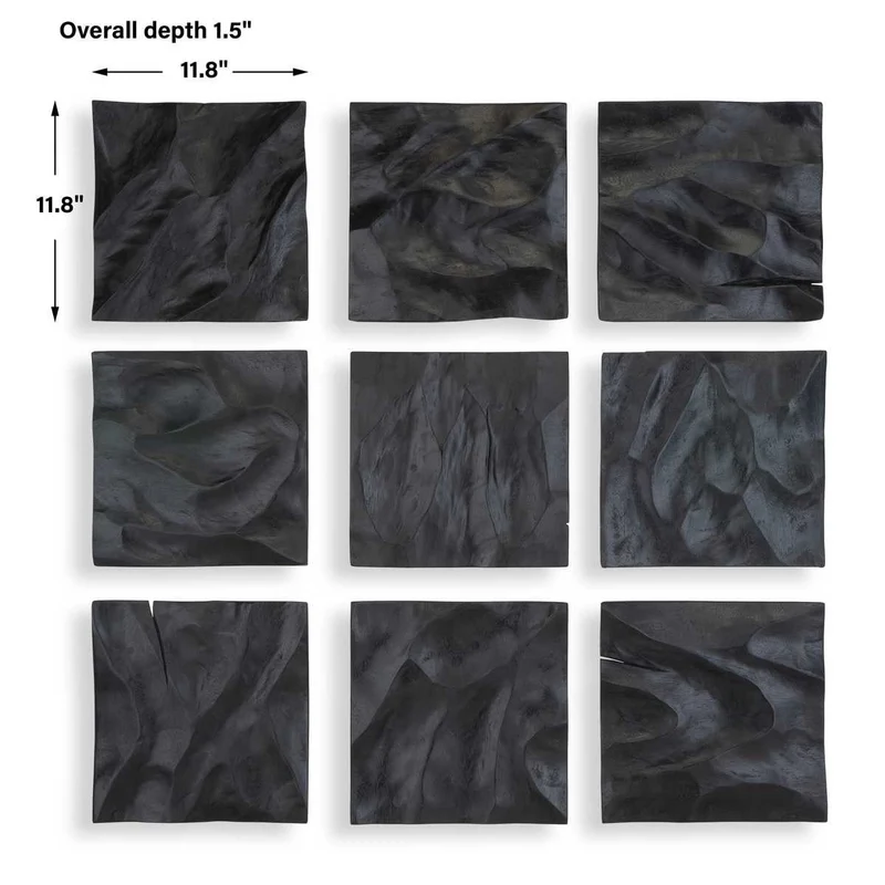 Malosi Black Wood Wall Decor - Set of 9