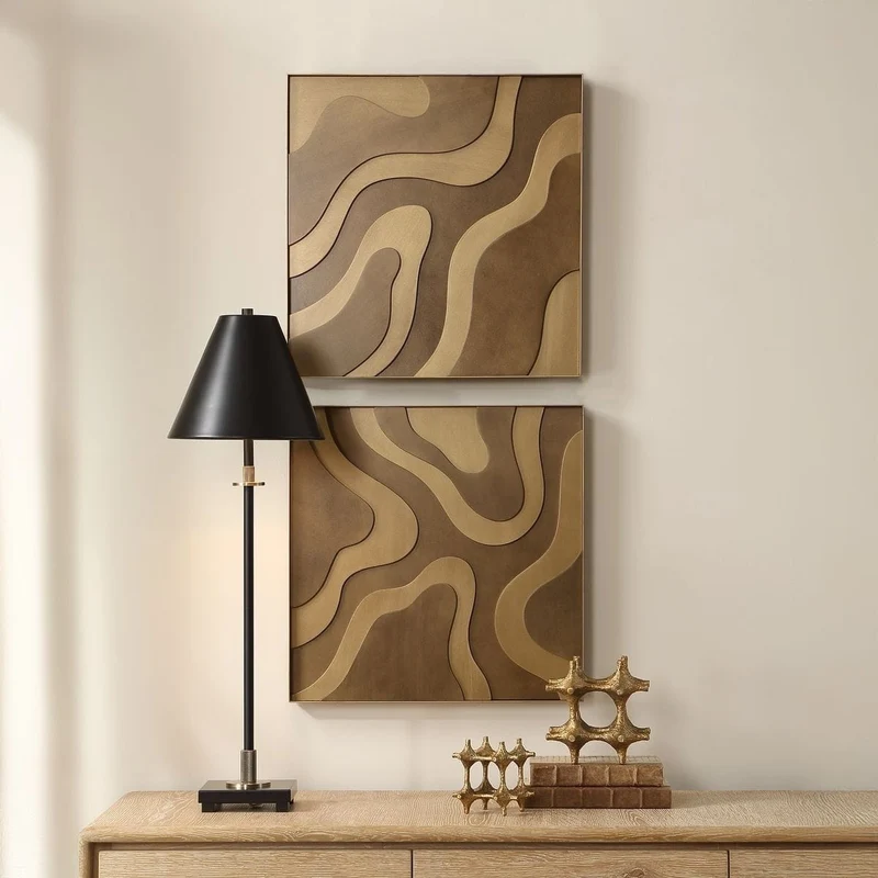 Golden Terrain Wooden Wall Decor - Set of 2