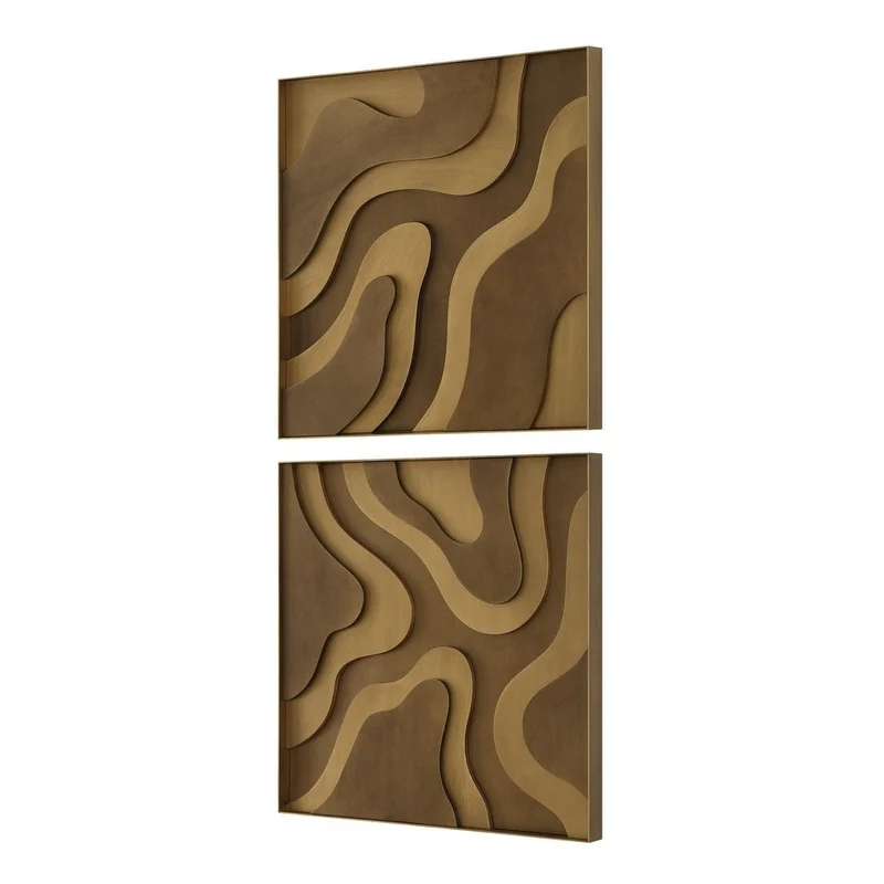 Golden Terrain Wooden Wall Decor - Set of 2