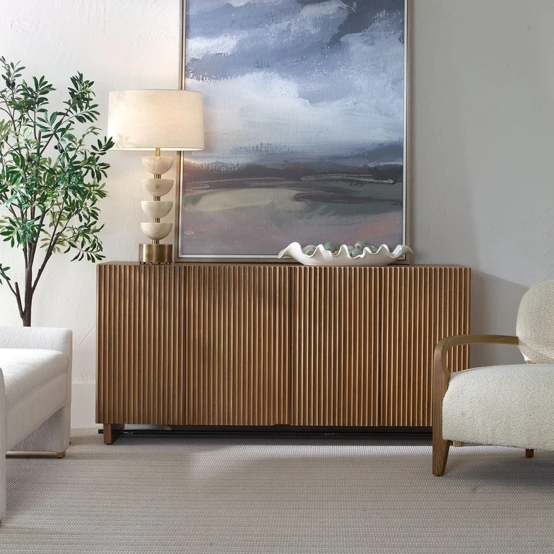 Kellem Natural Wood 4 Door Cabinet