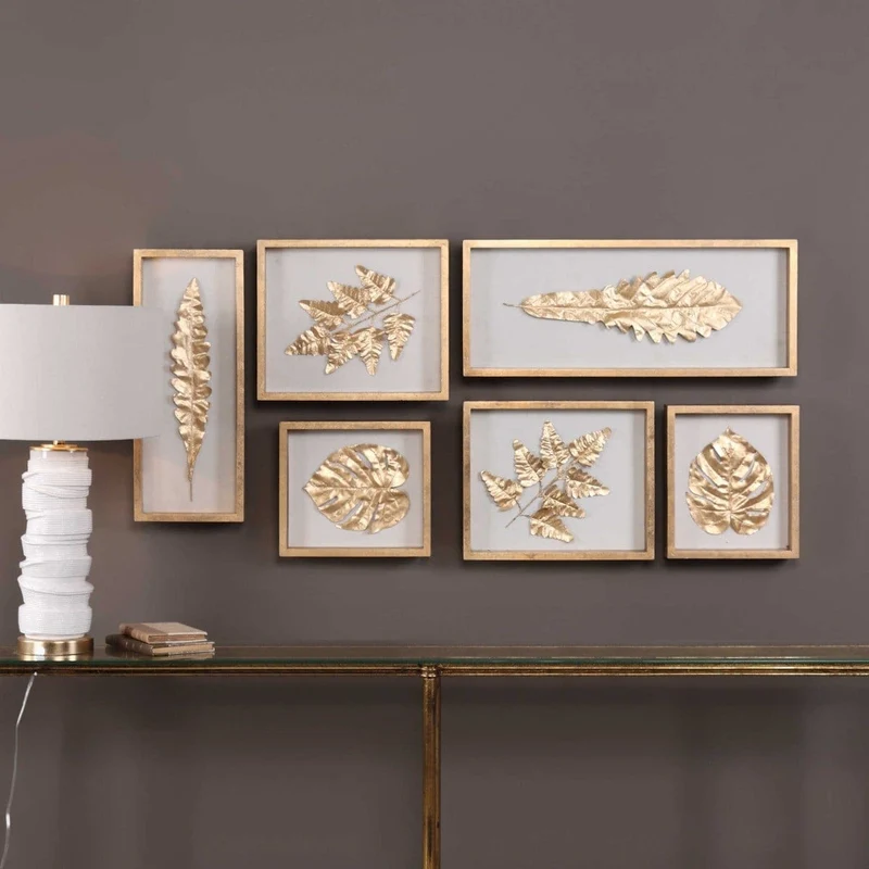 Golden Leaves Shadow Box - Set of 6
