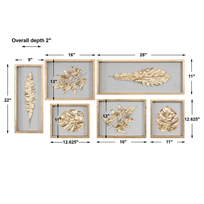 Golden Leaves Shadow Box - Set of 6